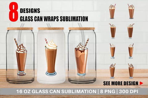 Glass Can Chocolate Milkshake Sublimation artnoy 