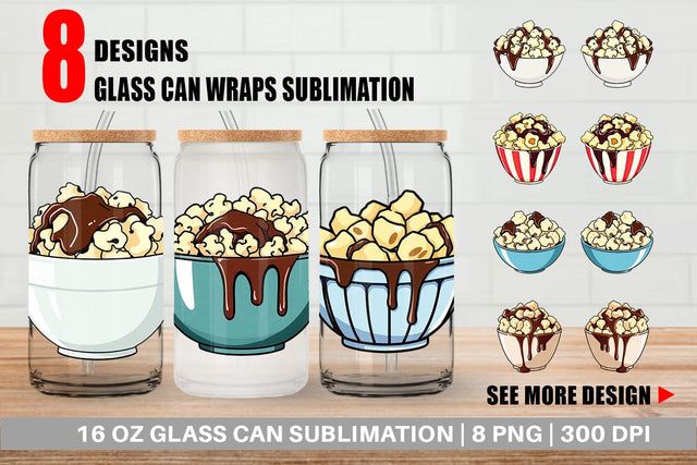 Glass Can Chocolate Popcorn Sublimation artnoy 
