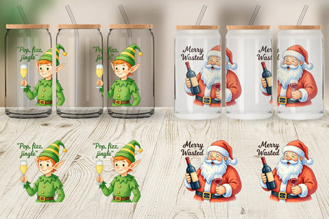 Glass Can Christmas Alcohol Humor Sublimation artnoy 