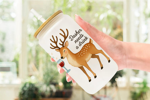 Glass Can Christmas Alcohol Humor Sublimation artnoy 
