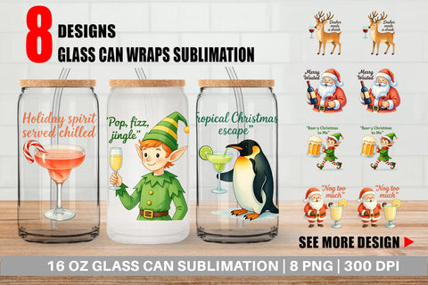 Glass Can Christmas Alcohol Humor Sublimation artnoy 