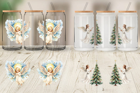 Glass Can Christmas Angels Sublimation artnoy 