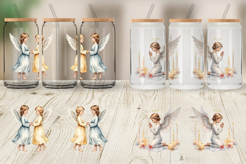 Glass Can Christmas Angels Sublimation artnoy 