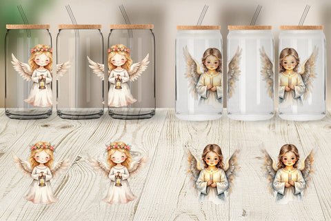 Glass Can Christmas Angels Sublimation artnoy 