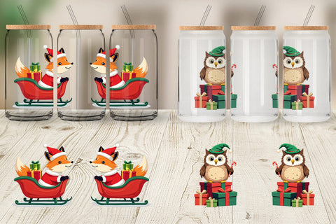Glass Can Christmas Animals Sublimation artnoy 