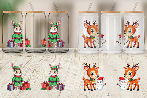 Glass Can Christmas Animals Sublimation artnoy 