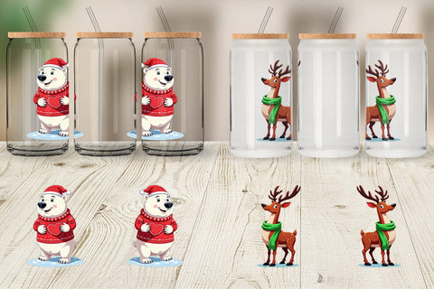 Glass Can Christmas Animals Sublimation artnoy 