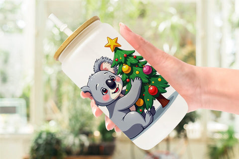 Glass Can Christmas Animals Sublimation artnoy 