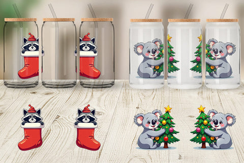 Glass Can Christmas Animals Sublimation artnoy 