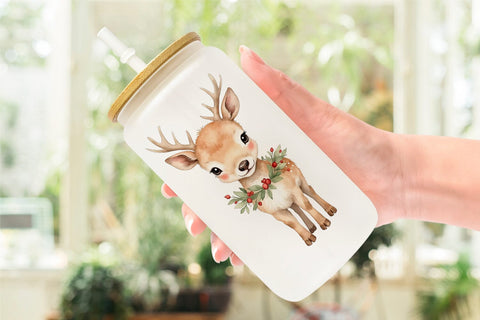 Glass Can Christmas Baby Animals Sublimation artnoy 
