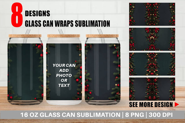 Glass Can Christmas Background Sublimation artnoy 