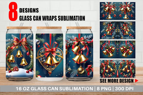 Glass Can Christmas Bells Sublimation artnoy 