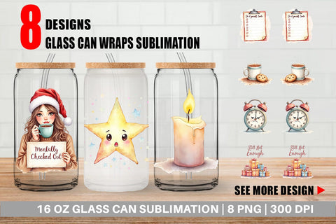 Glass Can Christmas Burnout Sublimation artnoy 