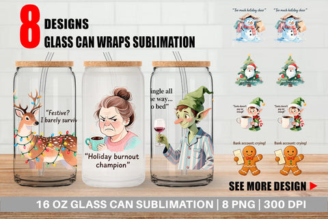 Glass Can Christmas Burnout Vibes Sublimation artnoy 