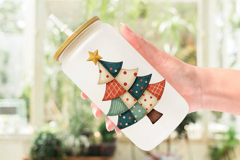 Glass Can Christmas Cartoon Patchwork Sublimation artnoy 