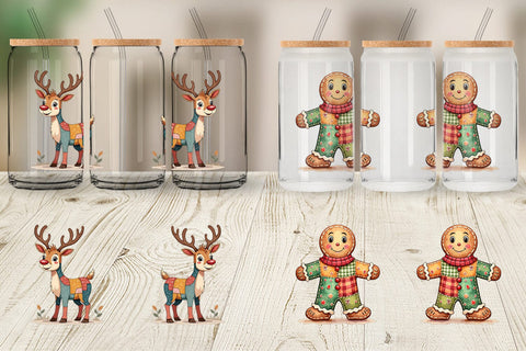 Glass Can Christmas Cartoon Patchwork Sublimation artnoy 