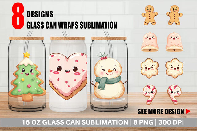 Glass Can Christmas Cookies Sublimation artnoy 