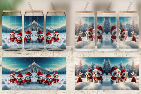 Glass Can Christmas Crochet Dog Sublimation artnoy 