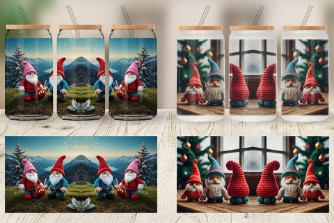 Glass Can Christmas Crochet Gnomes Sublimation artnoy 