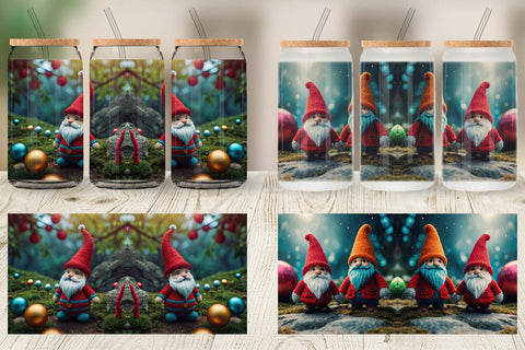 Glass Can Christmas Crochet Gnomes Sublimation artnoy 
