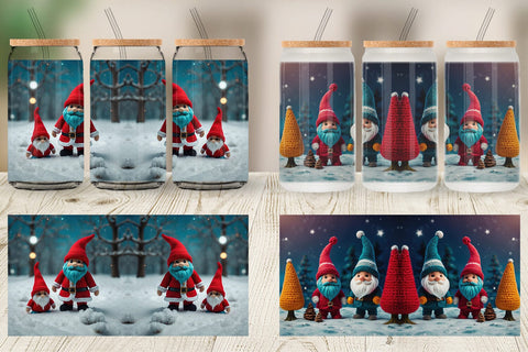 Glass Can Christmas Crochet Gnomes Sublimation artnoy 