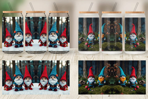 Glass Can Christmas Crochet Gnomes Sublimation artnoy 