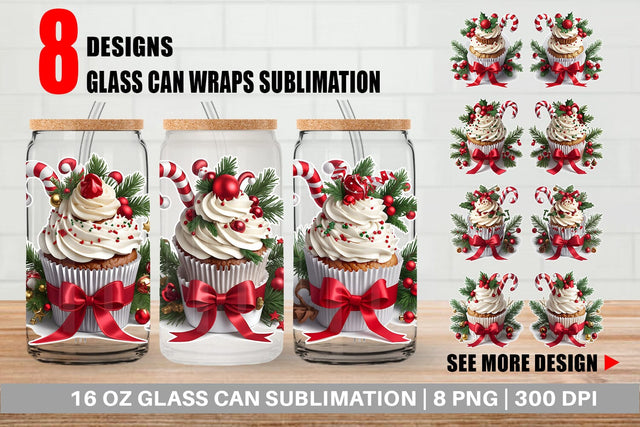 Glass Can Christmas Cupcake SVG artnoy 