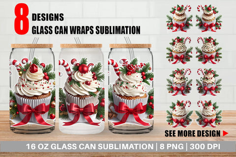 Glass Can Christmas Cupcake SVG artnoy 