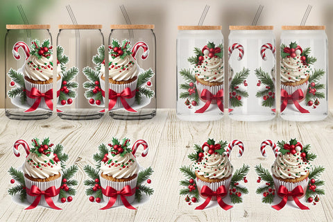 Glass Can Christmas Cupcake SVG artnoy 