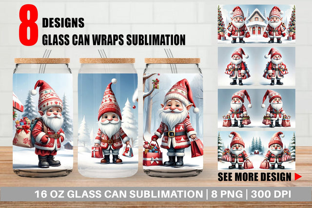 Glass Can Christmas Elf Sublimation artnoy 
