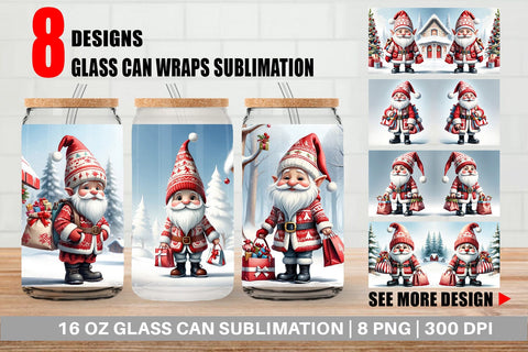 Glass Can Christmas Elf Sublimation artnoy 