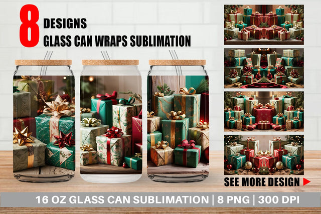 Glass Can Christmas Gift Sublimation artnoy 