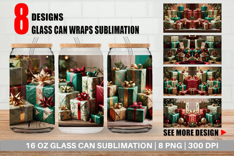 Glass Can Christmas Gift Sublimation artnoy 