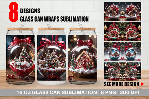 Glass Can Christmas Glass Ball Sublimation artnoy 