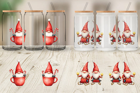 Glass Can Christmas Gnome Sublimation artnoy 
