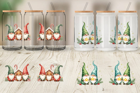 Glass Can Christmas Gnome Sublimation artnoy 