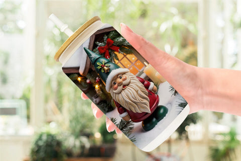 Glass Can Christmas Gnome Sublimation artnoy 