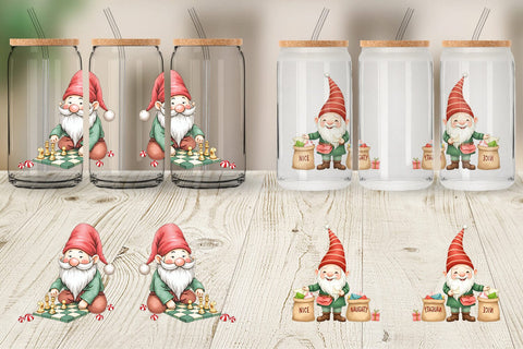 Glass Can Christmas Gnome Sublimation artnoy 