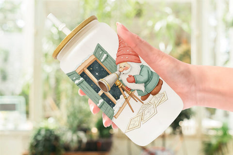 Glass Can Christmas Gnome Sublimation artnoy 