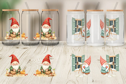 Glass Can Christmas Gnome Sublimation artnoy 