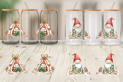 Glass Can Christmas Gnome Sublimation artnoy 