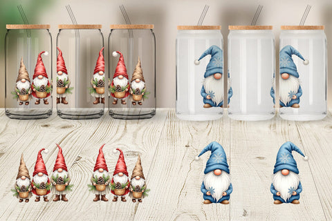 Glass Can Christmas Gnome Sublimation artnoy 