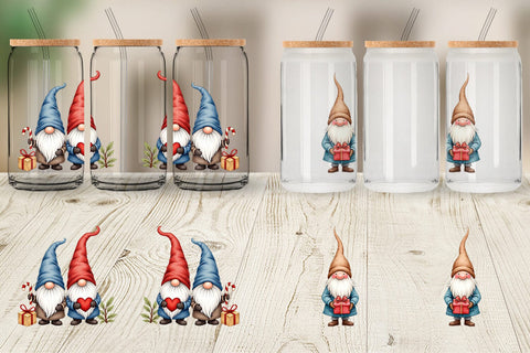 Glass Can Christmas Gnome Sublimation artnoy 