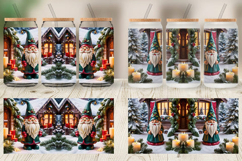 Glass Can Christmas Gnome Sublimation artnoy 