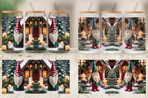 Glass Can Christmas Gnome Sublimation artnoy 