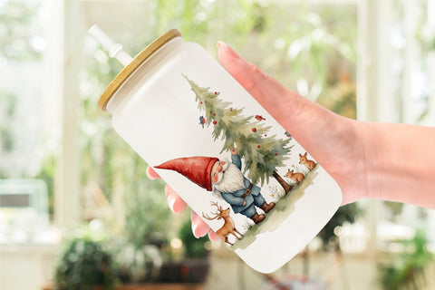 Glass Can Christmas Gnomes Sublimation artnoy 