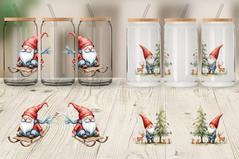 Glass Can Christmas Gnomes Sublimation artnoy 