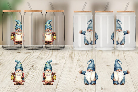 Glass Can Christmas Gnomes Sublimation artnoy 