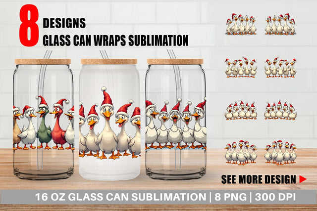 Glass Can Christmas Goose Emotions Sublimation artnoy 
