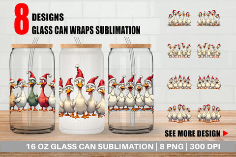 Glass Can Christmas Goose Emotions Sublimation artnoy 